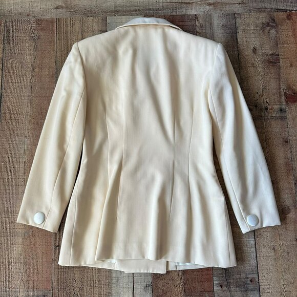 Christian Dior Womens Cream Double-Breasted Blazer & Skirt Set Size 8 - Picture 15 of 16